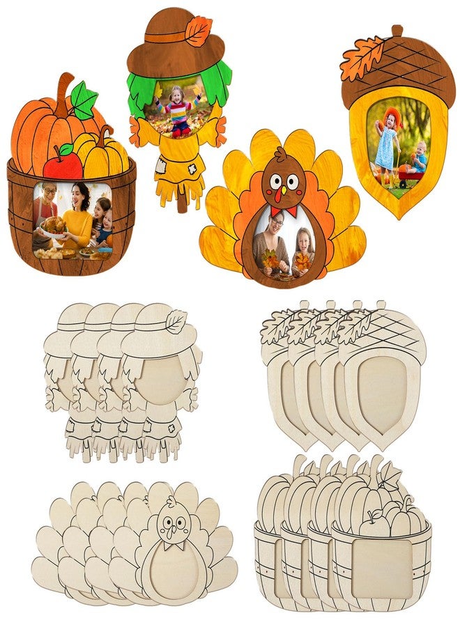 Yousoontic 16 Pcs Thanksgiving DIY Picture Frame Craft for Kids Wooden Fall Painting Color Your Own Thanksgiving turkey Frame for Classroom School Game Home Activities Party Decors Gifts - Image 1